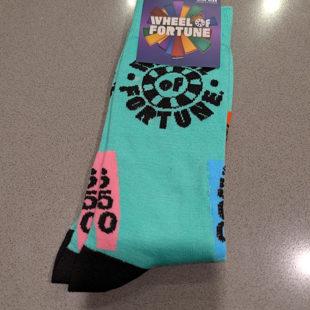 Wheel Of Fortune Turquoise and Black Casual Socks